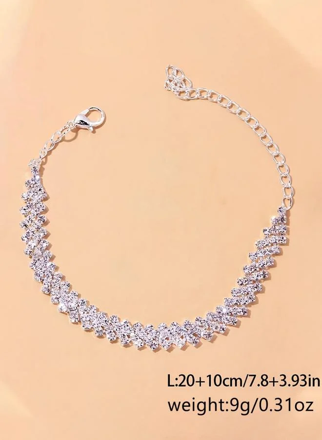 Take Two  Women Silver Rhinestone Anklet for Women | Best Price UAE